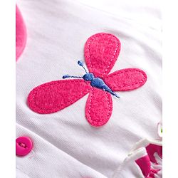 Babyhug Single Jersey Knit Half Sleeves Frock with Floral Print - White