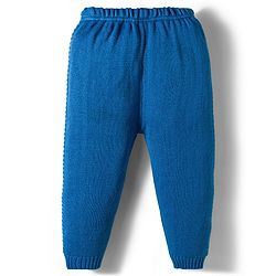 Babyhug Knit Full Sleeves Hooded Front Open Sweater Set with Stripes - Royal Blue