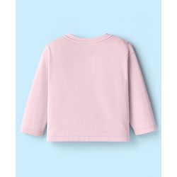 Babyhug 100% Cotton Knit Full Sleeves Top with Floral Applique & Make Today Happy - Pink