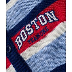 Babyhug Knitted Full Sleeves Hooded Sweater Set With Boston Design - Navy Blue
