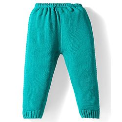 Babyhug Knit Full Sleeves Front Open Hooded Sweater & Pant Set with Stripes - Mint