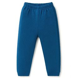 Babyhug Knitted Full Sleeves Striped Hooded Sweater Set - Blue & Green