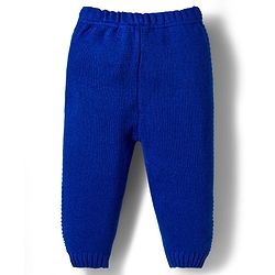 Babyhug Knitted Full Sleeves Striped Hooded Sweater Set - Royal Blue