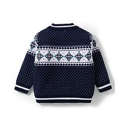 Babyhug Cotton Knit Full Sleeves Pullover Sweater Set with Cap & Aztec Design - Navy Blue