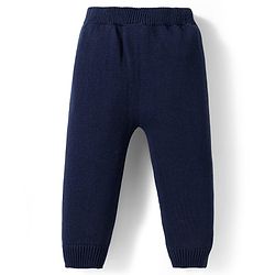Babyhug Cotton Knit Full Sleeves Pullover Sweater Set with Cap & Aztec Design - Navy Blue