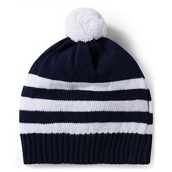 Babyhug Cotton Knit Full Sleeves Pullover Sweater Set with Cap & Aztec Design - Navy Blue