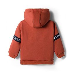 Babyhug Fleece Knit Full Sleeves Hooded Sweatjacket With Fun Time Patch & Kangaroo Pockets - Brown