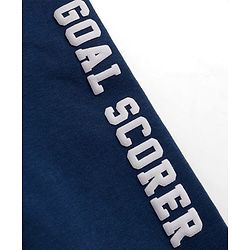 Babyhug Fleece Knit Full Raglan Sleeves Sweatjacket With Football HD Print & Kangaroo Pockets - Navy Blue