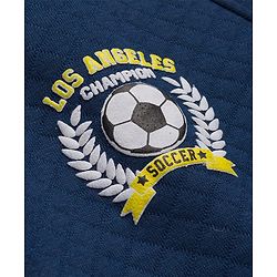 Babyhug Fleece Knit Full Raglan Sleeves Sweatjacket With Football HD Print & Kangaroo Pockets - Navy Blue
