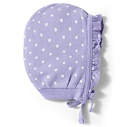 Babyhug 100% Cotton Bonnet Cap with Floral Print & Frill Detailing Pack of 2 Purple & Lilac - Diameter 16.50 cm