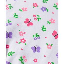 Babyhug 100% Cotton Bonnet Cap with Floral Print & Polka Dot Pack of 2 White & Purple - Diameter 14 cm