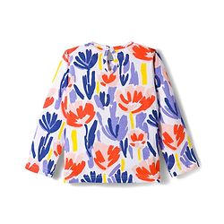 Babyhug Cotton Knit Full Sleeves Frock & Inner T-Shirt With Floral Print - Wine & White