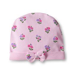 Babyhug 100% Cotton Interlock Knit Cap Mittens & Booties Set With Floral Print Pink - Diameter 9.5 cm