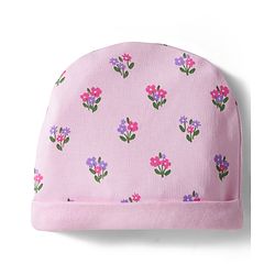 Babyhug 100% Cotton Interlock Knit Cap Mittens & Booties Set With Floral Print Pink - Diameter 9.5 cm