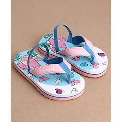 Cute Walk by Babyhug Flip Flops With Dino & Butterfly Print - Pink