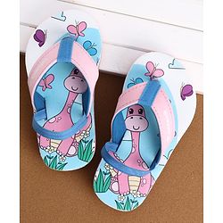 Cute Walk by Babyhug Flip Flops With Dino & Butterfly Print - Pink