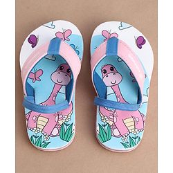 Cute Walk by Babyhug Flip Flops With Dino & Butterfly Print - Pink