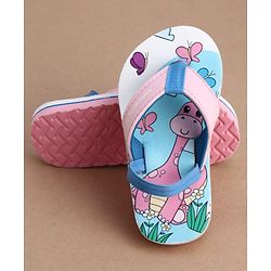 Cute Walk by Babyhug Flip Flops With Dino & Butterfly Print - Pink