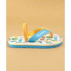 Cute Walk by Babyhug Flip Flops with Back Strap Closure & Jungle Safari Theme Print - Blue