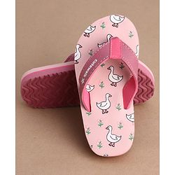 Cute Walk by Babyhug Flip Flops With Duck Print - Pink