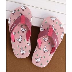 Cute Walk by Babyhug Flip Flops With Duck Print - Pink