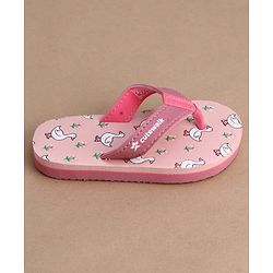 Cute Walk by Babyhug Flip Flops With Duck Print - Pink