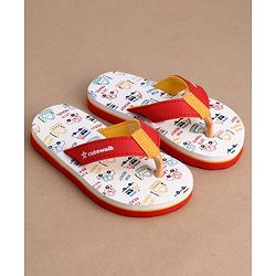 Cute Walk by Babyhug Flip Flops With Vehicle Print - White