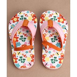 Cute Walk by Babyhug Flip Flops With Teddy Bear Print & Back Strap Closure - Pink