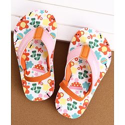 Cute Walk by Babyhug Flip Flops With Teddy Bear Print & Back Strap Closure - Pink