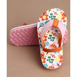 Cute Walk by Babyhug Flip Flops With Teddy Bear Print & Back Strap Closure - Pink