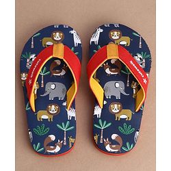 Cute Walk by Babyhug Flip Flops With Animal Print - Blue
