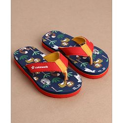Cute Walk by Babyhug Flip Flops With Animal Print - Blue