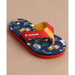 Cute Walk by Babyhug Flip Flops With Animal Print - Blue