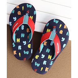 Cute Walk by Babyhug Slip On Alphabet Printed Flip Flops - Navy Blue