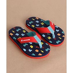 Cute Walk by Babyhug Slip On Alphabet Printed Flip Flops - Navy Blue