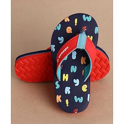 Cute Walk by Babyhug Slip On Alphabet Printed Flip Flops - Navy Blue