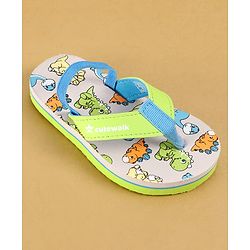 Cute Walk by Babyhug Dino Printed Flip Flops with Back Strap Closure  - Green & Grey