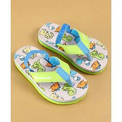 Cute Walk by Babyhug Dino Printed Flip Flops with Back Strap Closure  - Green & Grey
