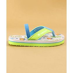 Cute Walk by Babyhug Dino Printed Flip Flops with Back Strap Closure  - Green & Grey