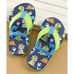 Cute Walk by Babyhug Dino Printed Flip Flops with Back Strap Closure  - Green & Grey