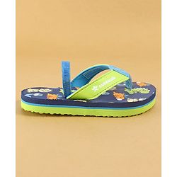 Cute Walk by Babyhug Dino Printed Flip Flops with Back Strap Closure  - Green & Grey