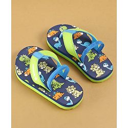 Cute Walk by Babyhug Dino Printed Flip Flops with Back Strap Closure  - Green & Grey