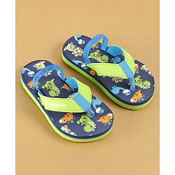 Cute Walk by Babyhug Dino Printed Flip Flops with Back Strap Closure  - Green & Grey