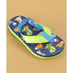 Cute Walk by Babyhug Dino Printed Flip Flops with Back Strap Closure  - Green & Grey