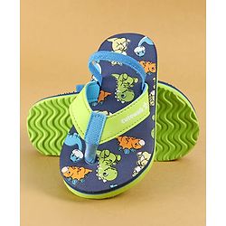 Cute Walk by Babyhug Dino Printed Flip Flops with Back Strap Closure  - Green & Grey