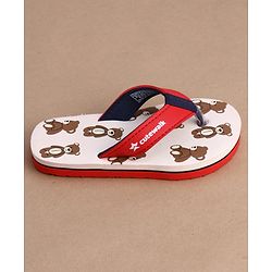 Cute Walk by Babyhug Flip Flops With Teddy Bear Print - Beige