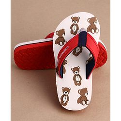 Cute Walk by Babyhug Flip Flops With Teddy Bear Print - Beige