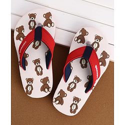 Cute Walk by Babyhug Flip Flops With Teddy Bear Print - Beige