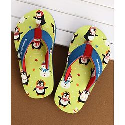 Cute Walk by Babyhug Flip Flops With Penguin Print - Green