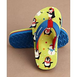 Cute Walk by Babyhug Flip Flops With Penguin Print - Green